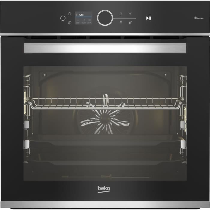 Four encastrable multifonction - Pyrolyse - BEKO - BBIM13500XPSW - Inox / Noir - Porte froide - 59,4 x 56,7 x 59,5 cm
