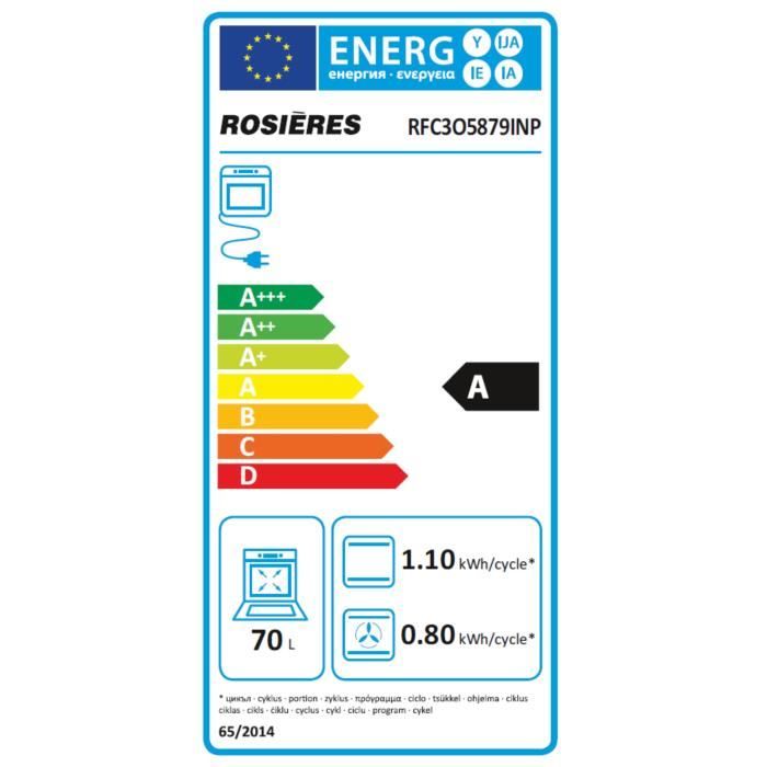Four encastrable pyrolyse - chaleur pulsée ROSIERES RFC3O5879INP - noir - porte froide - Classe A – Image 4
