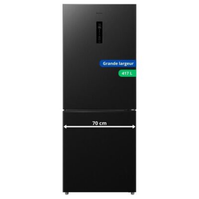 GEDTECH Réfrigérateur combiné Grande largeur GCB417NFDX 417L conglateur bas - No Frost - Dark inox