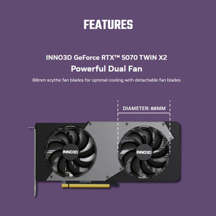 Carte graphique - Inno3D - GeForce RTX 5070 - 12 Go GDDR7 - DLSS 4 - PCI-Express x16 – Image 3