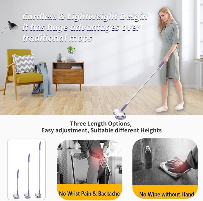 GOBOT Balai électrique sans Fil à Double essorage pour Nettoyage du Sol, pour Bois Dur, carrelage, marbre, stratifié, contrôle d60 – Image 4