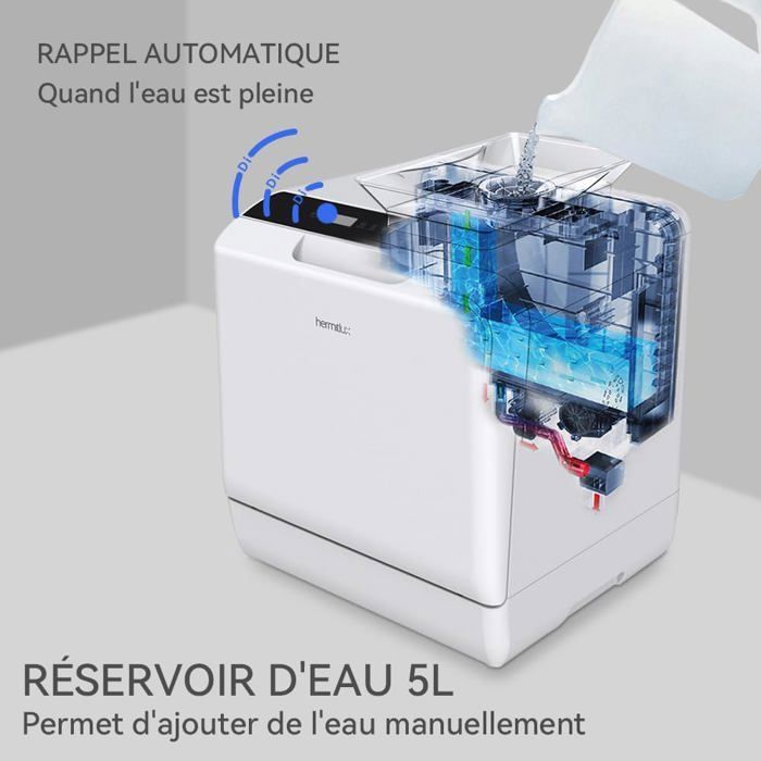 hermitlux Mini-lave-vaisselle, utilisable avec robinet ou sans robinet, 43cm de large, capable de contenir 4 sets, adapté au – Image 4