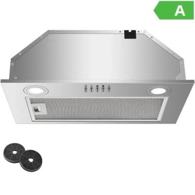 Hotte Aspirante Encastrable 52cm, 300m³/h, 3 Vitesses, Évacuation & Recyclage,hotte aspirante en inox [Classe énergétique A]