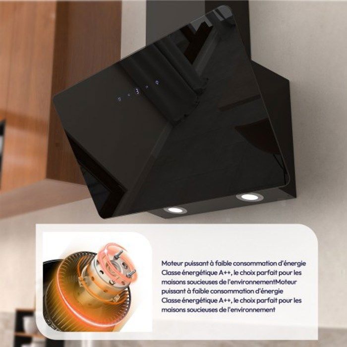 Hotte aspirante FIREGAS 60cm, Interrupteur à écran tactile, Hotte inclinée avec efficacité A++ – Image 5
