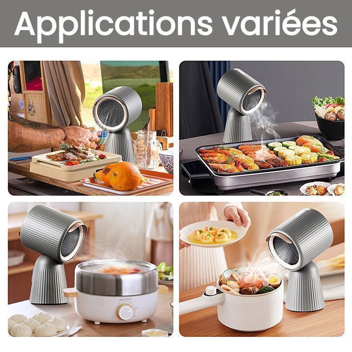 Hotte Aspirante,180 m³/h,3 Vitesses,Recyclage avec Filtre Charbon,Gris,Classe A+,portable mini hotte – Image 2