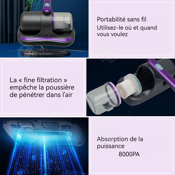 INN Aspirateur anti acariens ABS aspirateur à main sans fil pour aspirer les acariens sur les matelas et les canapés aspirateur a – Image 3