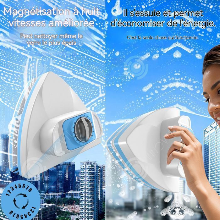Nettoyeur de vitres magnétique - INN® - Double face - 8 niveaux réglables - Verre 20-50mm - Bleu – Image 4