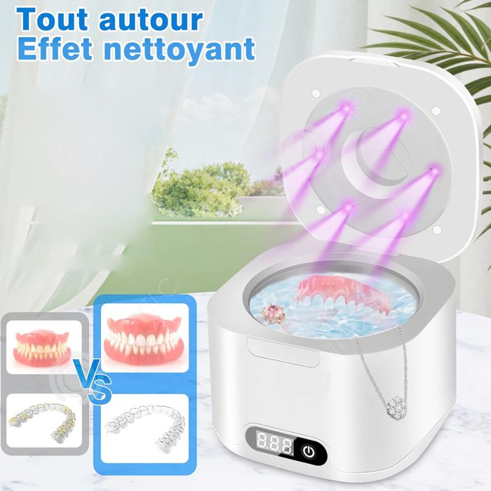 INN Nettoyeur Ultrasons 340ml 49 kHz 223×127×82mm Nettoyeur à ultrasons 24W avec 4 réglages de temps pour bijoux de prothèses – Image 3
