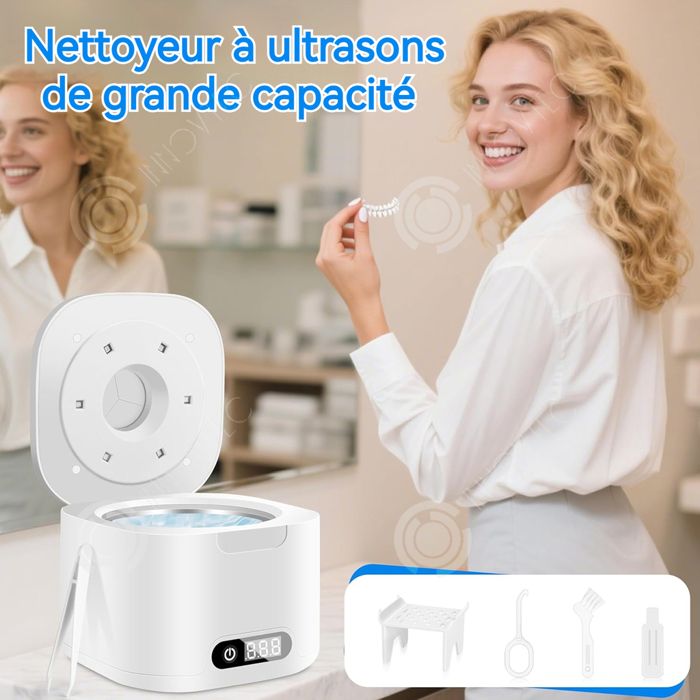 INN Nettoyeur Ultrasons 340ml 49 kHz 223×127×82mm Nettoyeur à ultrasons 24W avec 4 réglages de temps pour bijoux de prothèses – Image 4