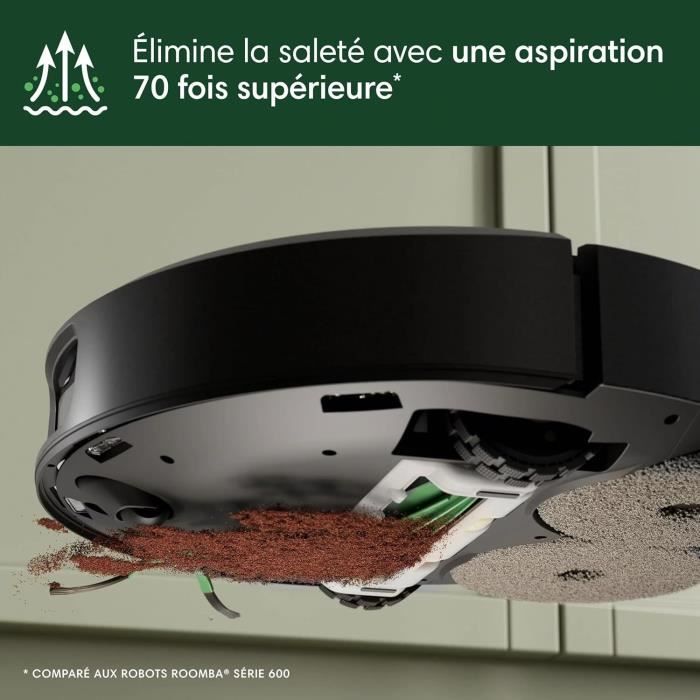 iRobot Roomba Plus 505 Noir - Base Multifonction - Lavage et séchage à l'air Chaud des lingettes - PrecisionVision IA – Image 2