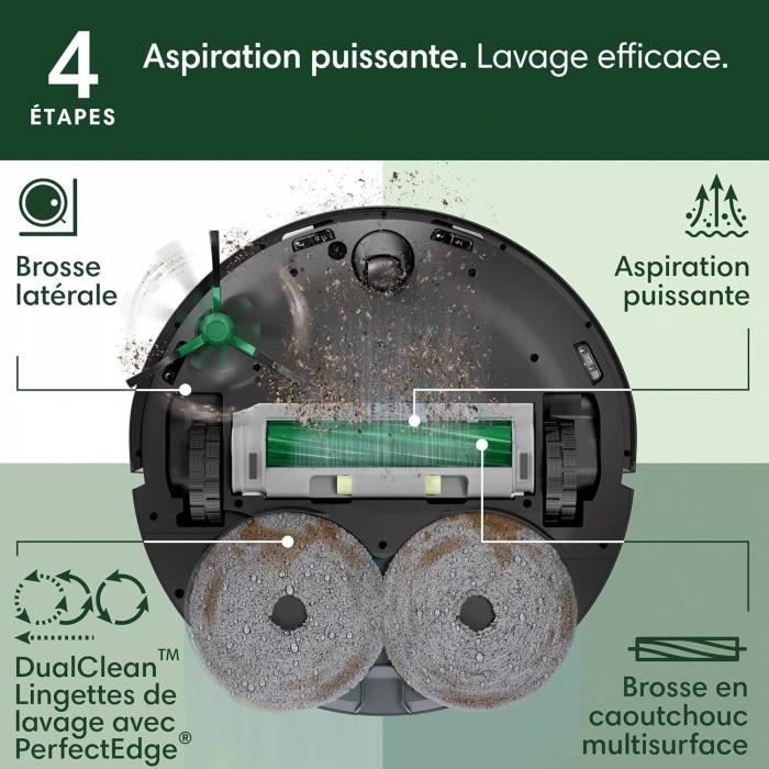 iRobot Roomba Plus 505 Noir - Base Multifonction - Lavage et séchage à l'air Chaud des lingettes - PrecisionVision IA – Image 4
