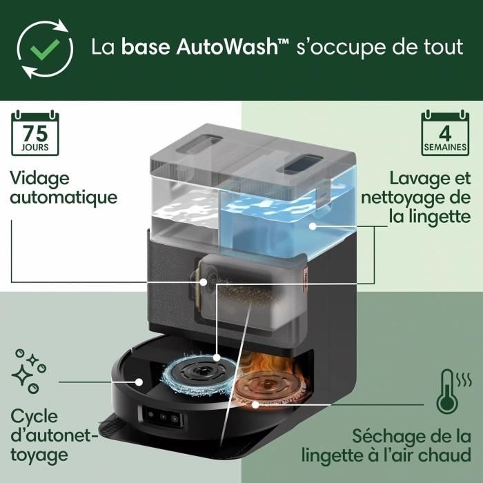 iRobot Roomba Plus 505 Noir - Base Multifonction - Lavage et séchage à l'air Chaud des lingettes - PrecisionVision IA – Image 5