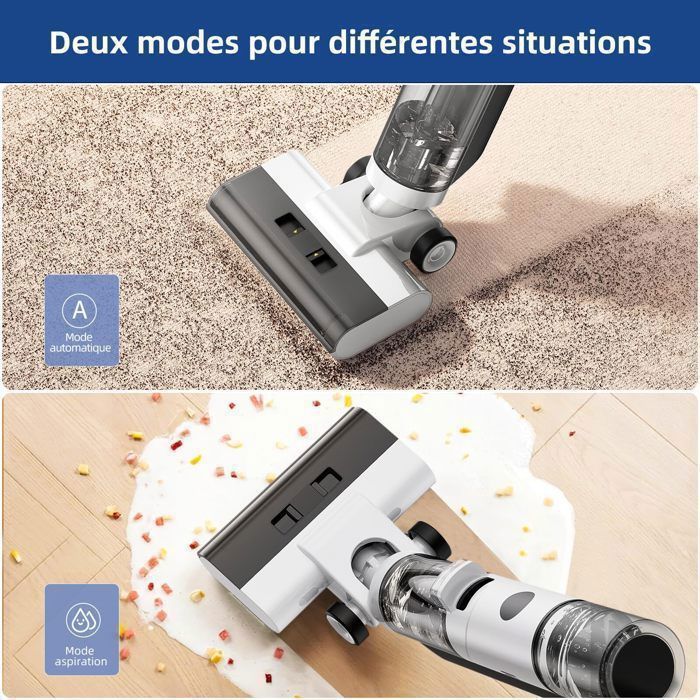 JONR ED12 Aspirateur Balai Laveur sans Fil 4 en 1,Brosse de nettoyage des bords 6mm, Autonettoyant, pour sols durs, Poils d’animaux – Image 4