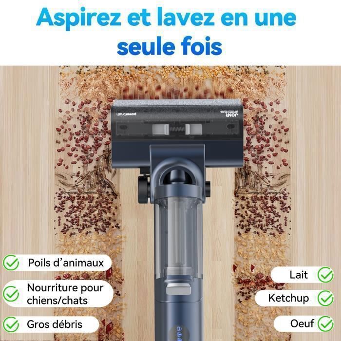 Aspirateur Laveur Sans Fil-JONR ED12 Pro,Aspirateur sans Fil 4 en 1,Autonettoyage 70°C,Séchage à air chaud 80°C,40 Mins (230 m²) – Image 6