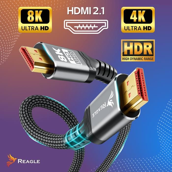 Kabel HDMI 2.1 8K 4K 144Hz 120Hz UHD eARC VRR HDR 48Gbps Przewód TV XBOX 2M – Image 3