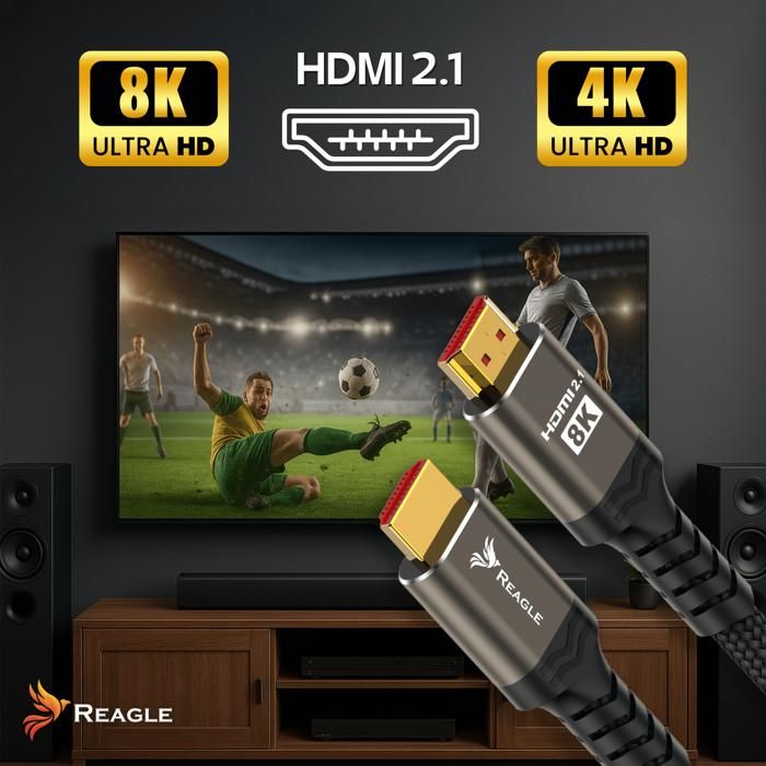 Kabel HDMI 2.1 8K 4K 144Hz 120Hz UHD eARC VRR HDR 48Gbps Przewód TV XBOX 2M – Image 6