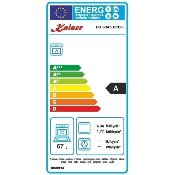 Kaiser Empire EG 6345 elfem encastrable Four 60 cm/gaz Four autosuffisants/fabricant Kaiser/67 l – Image 3