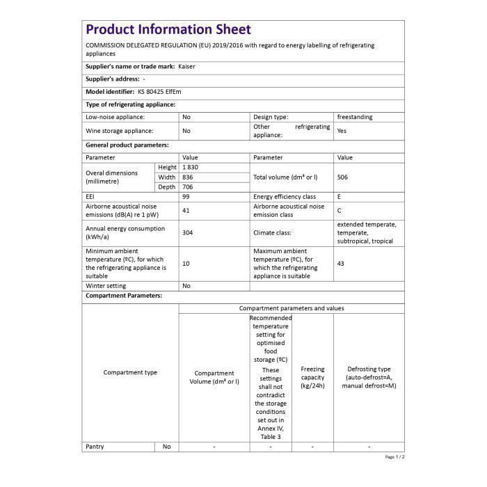 Réfrigérateur côte-à-côte - Kaiser - KS 80425 - 506 L - No Frost - Éclairage LED – Image 3