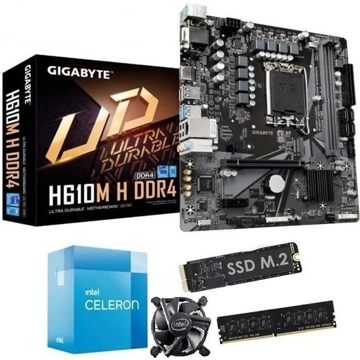 Kit évolution PC - Gigabyte - H610M H - Processeur Intel Pentium Gold G6900 - 16 Go RAM - SSD 980 Go