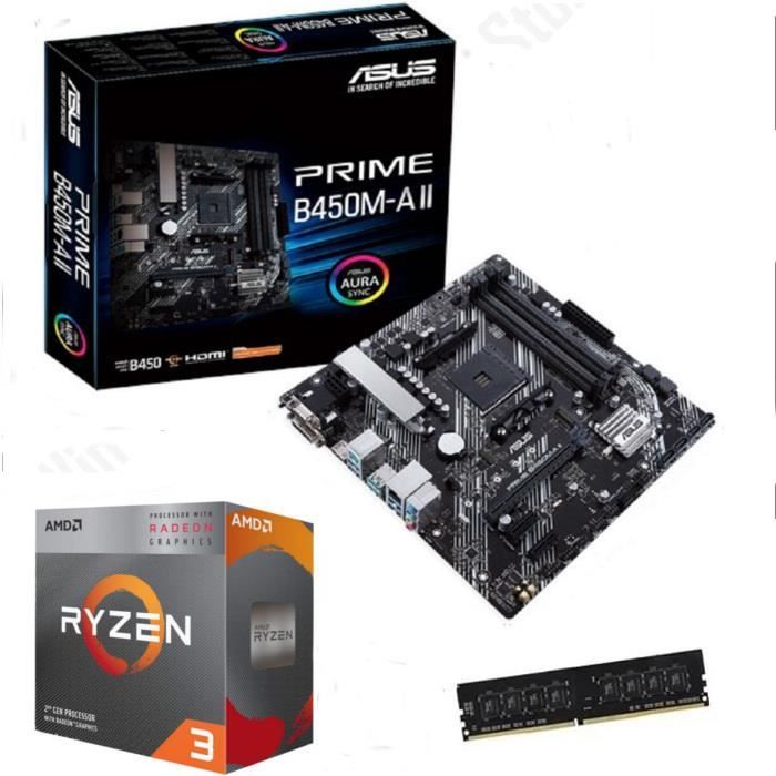 Kit upgrade PC - Asus - Prime B450M-AII - AMD Ryzen 3 3200G - 16 Go DDR4 - Ventirad inclus