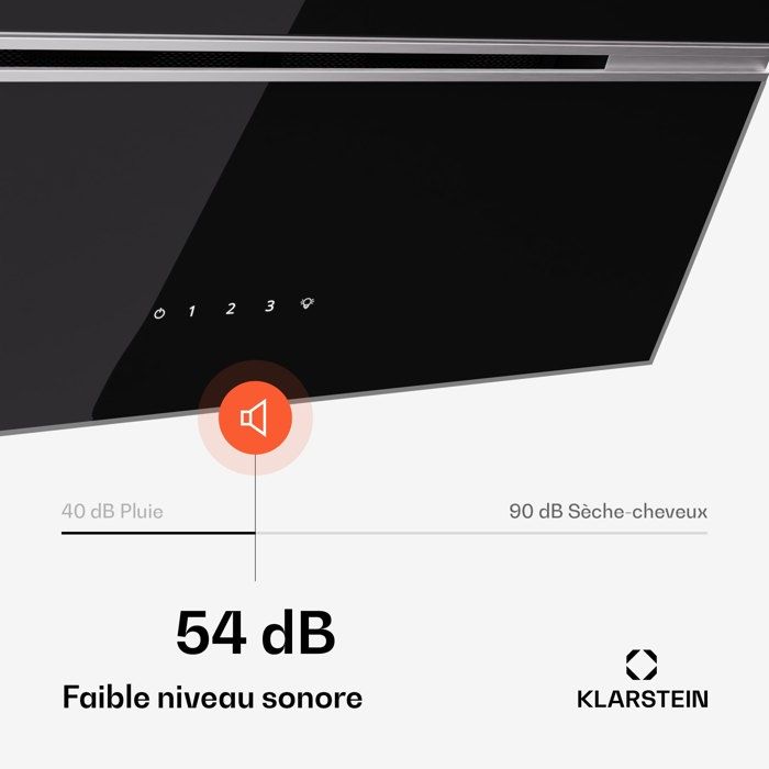 Klarstein Alina Hotte aspirante 80 cm 600 m³/h Évacuation ou Recyclage CEE A Silencieuse Noir – Image 4