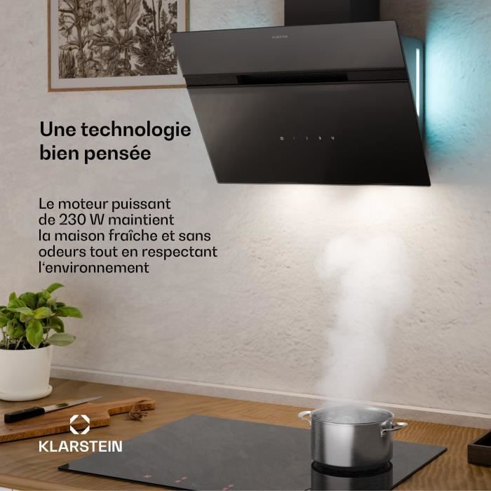 Klarstein Alina Hotte aspirante 60 cm CEE A Tactile Eclairage LED évacuation-mode recyclage d'air 615 m³-h – Image 3