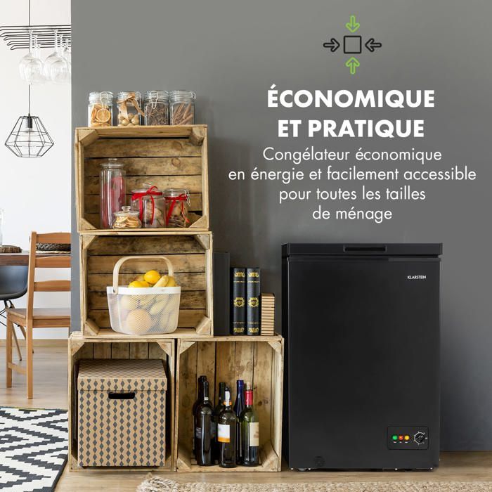 Congélateur coffre - KLARSTEIN - Iceblokk 100 - 100 L - 75 W - Noir – Image 2