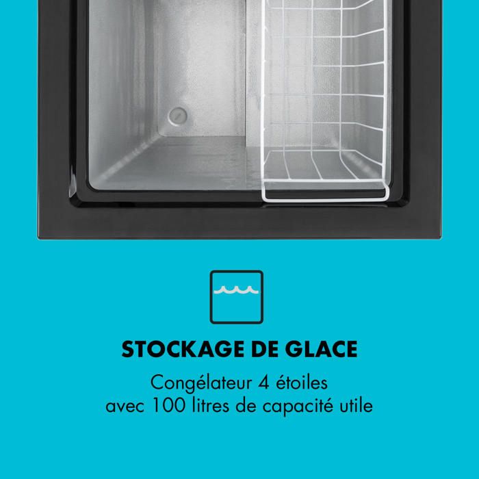 Congélateur coffre - KLARSTEIN - Iceblokk 100 - 100 L - 75 W - Noir – Image 4