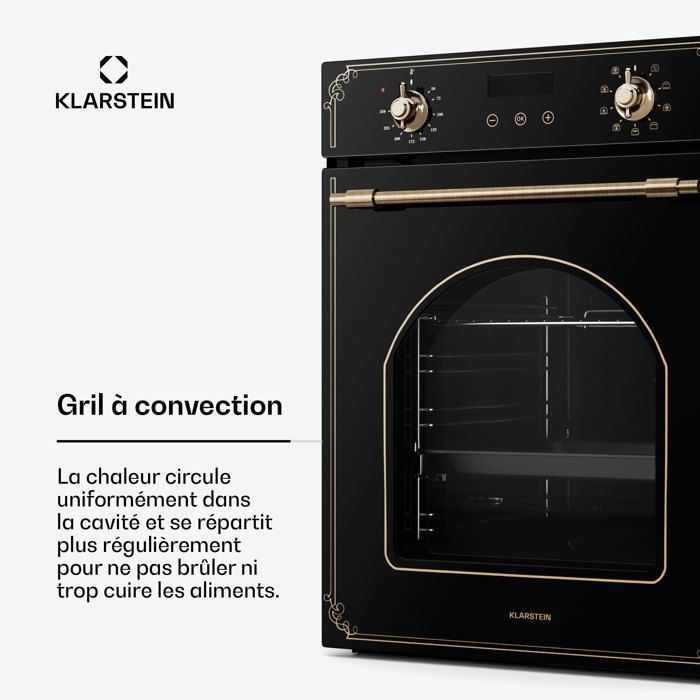 Klarstein Victoria Slim Four encastrable Slim 45 cm 49 L 10 fonctions Mode de nettoyage vapeur 2000 W Noir – Image 5