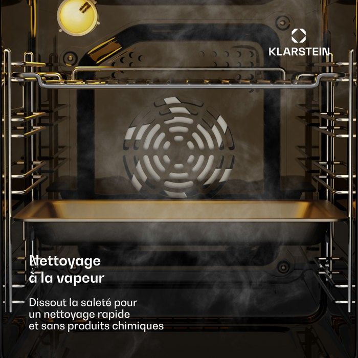 Klarstein Victoria Slim Four encastrable Slim 45 cm 49 L 10 fonctions Mode de nettoyage vapeur 2000 W Noir – Image 6