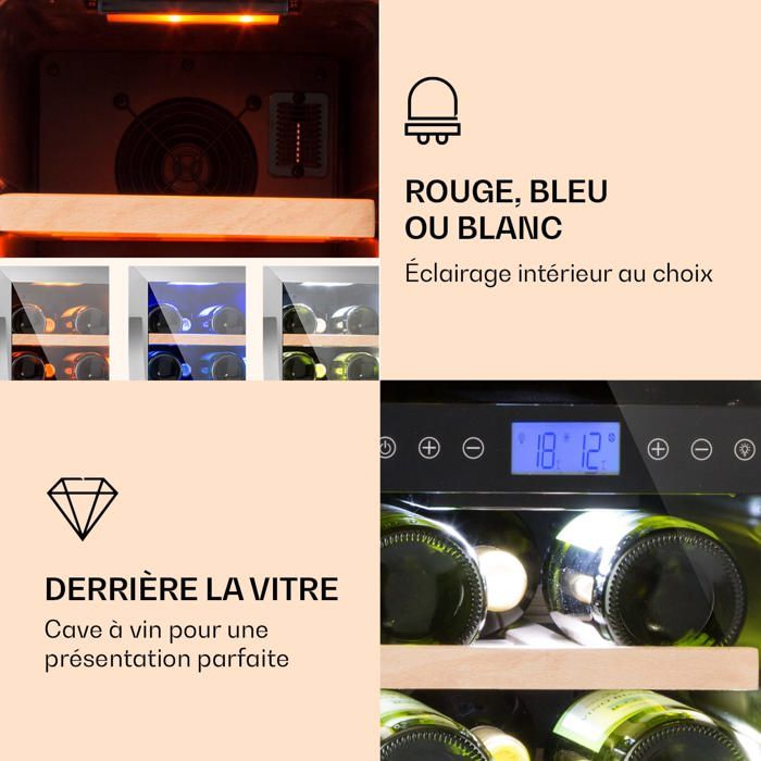 Cave à vin - Klarstein Vinovilla Duo 17 - 53 L / 17 bouteilles - 2 zones – Image 3