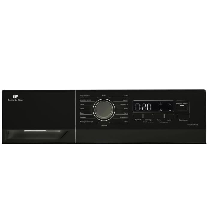 Lave-linge hublot - CONTINENTAL EDISON - CELL10140IBP - 10kg - Moteur induction - 60 cm - Classe A - 1400 trs/min - Noir mat – Image 3
