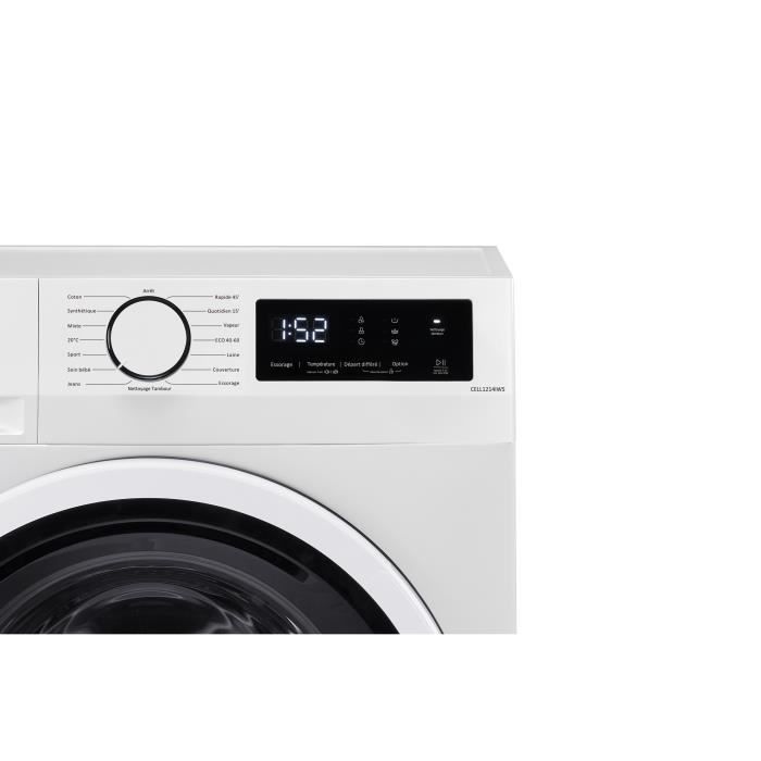 Lave-linge hublot CONTINENTAL EDISON CELL1214IWS -12kg - Largeur 60 cm - Classe A - 1400 trs/min - moteur induction - blanc – Image 3