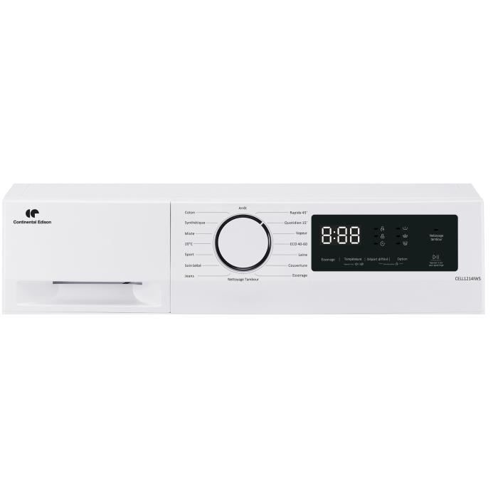 Lave-linge hublot CONTINENTAL EDISON CELL1214IWS -12kg - Largeur 60 cm - Classe A - 1400 trs/min - moteur induction - blanc – Image 2