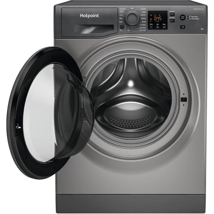 Lave-linge hublot HOTPOINT NSWM946GGFR - 9 kg - Induction - 1400 trs/min - Classe A - Graphite – Image 2