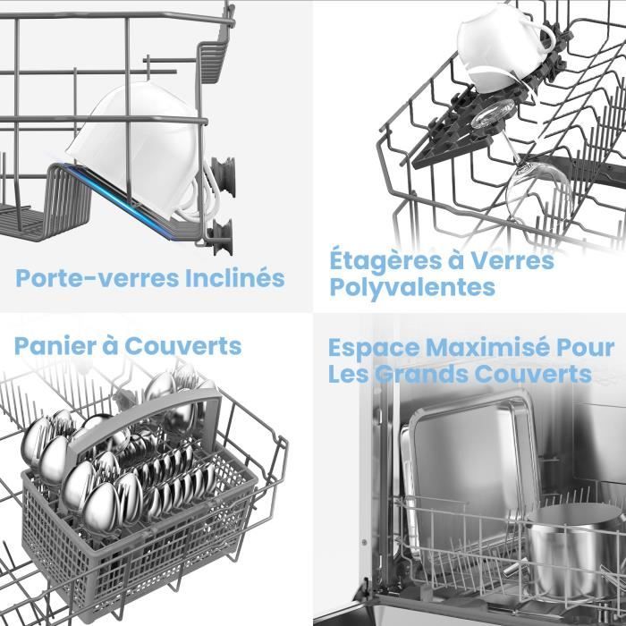 Lave-vaisselle pose libre Comfee 60cm 49dB avec 12 couverts, 6 programmes Commande Bouton ou par téléphone,Classe D – Image 5
