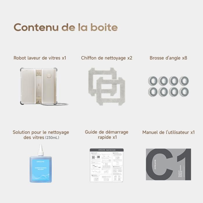 dreame C1 Robot Laveur de Vitres, Puissance d'Aspiration de 5 500 Pa, Protection et Sécurité Fiables, Technologie CornerClean – Image 6
