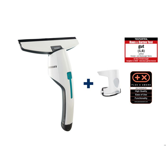 Aspirateur à vitres et salle de bains Leifheit Nemo 51042, lave vitres électrique à boîtier étanche, adaptateur Click System, blanc – Image 2