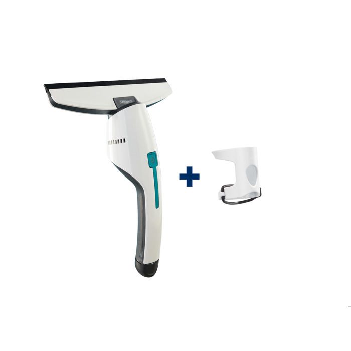 Aspirateur à vitres et salle de bains Leifheit Nemo 51042, lave vitres électrique à boîtier étanche, adaptateur Click System, blanc