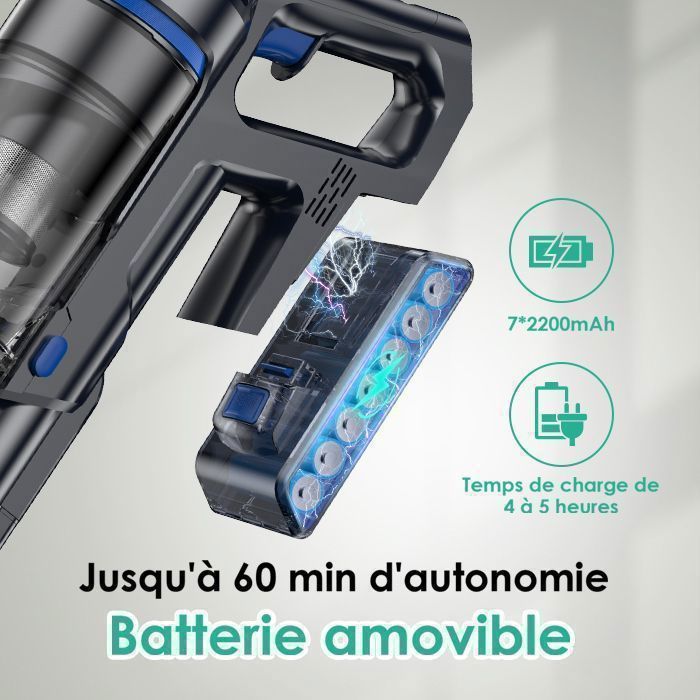 Linkifly A10 Aspirateur Balai sans Fil avec Fonction Nettoyage, Aspirateur sans Fil 45K Pa/550 W/60 Min, avec Réservoir d'eau – Image 6