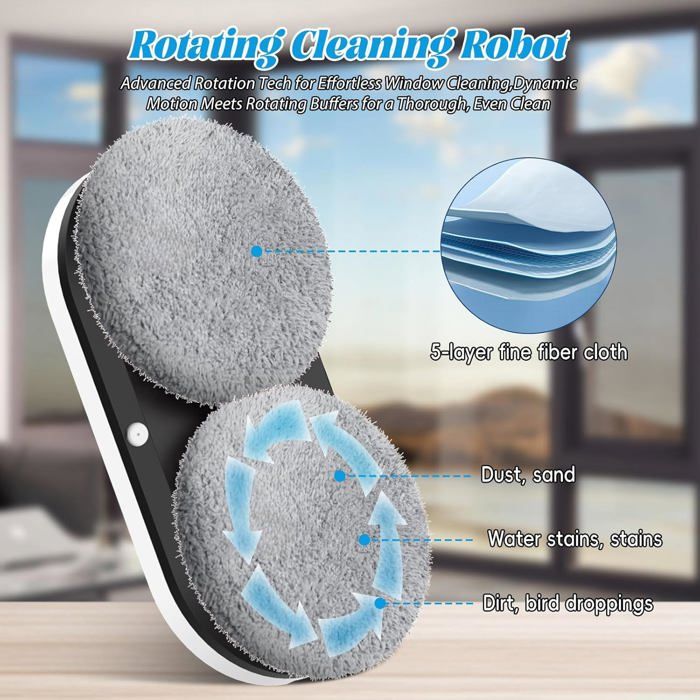 Robot laveur de vitre intelligent avec pulvérisation automatique, 3800Pa, sécurité anti-chute, 3 modes de nettoyage, contrôle APP – Image 2