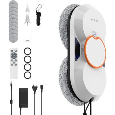 Robot laveur de vitre intelligent avec pulvérisation automatique, 3800Pa, sécurité anti-chute, 3 modes de nettoyage, contrôle APP