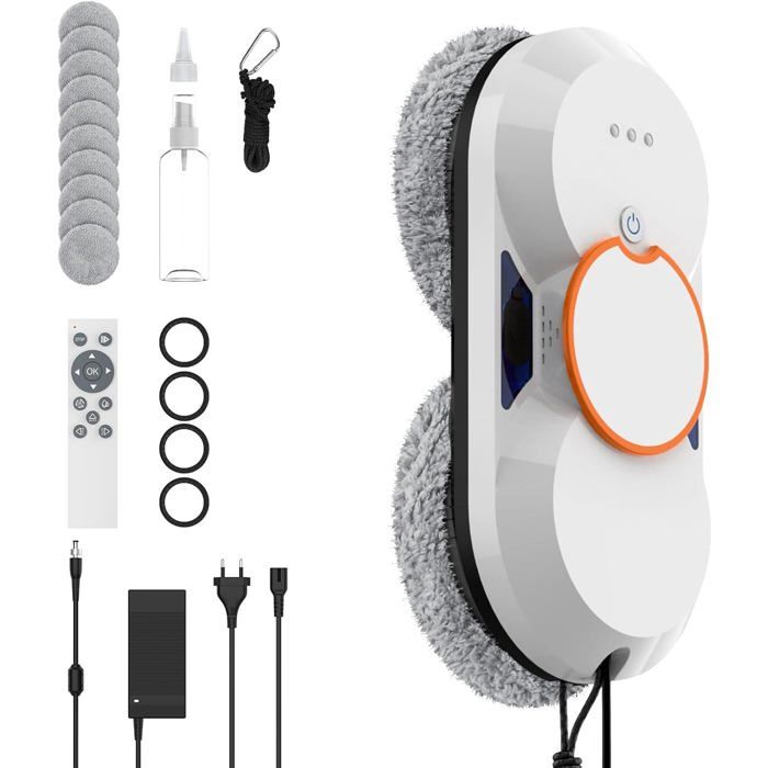 Robot laveur de vitre intelligent avec pulvérisation automatique, 3800Pa, sécurité anti-chute, 3 modes de nettoyage, contrôle APP