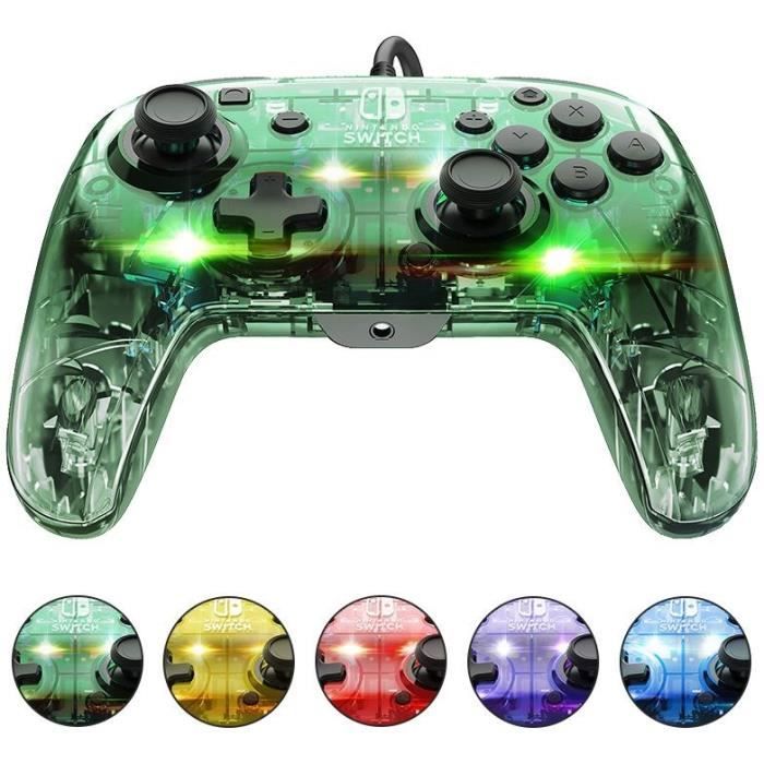 Manette filaire pour Nintendo Switch - PDP - Afterglow - Éclairage LED - Transparent – Image 4