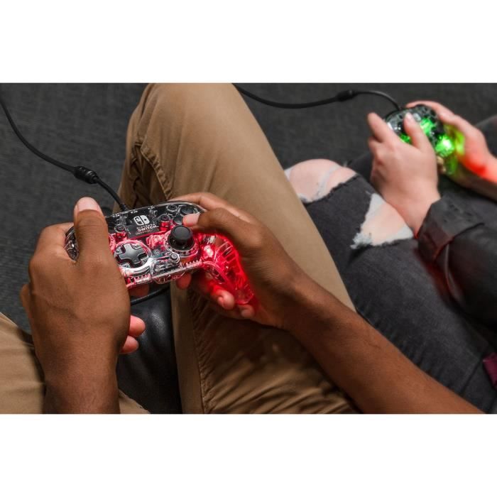 Manette filaire pour Nintendo Switch - PDP - Afterglow - Éclairage LED - Transparent – Image 6