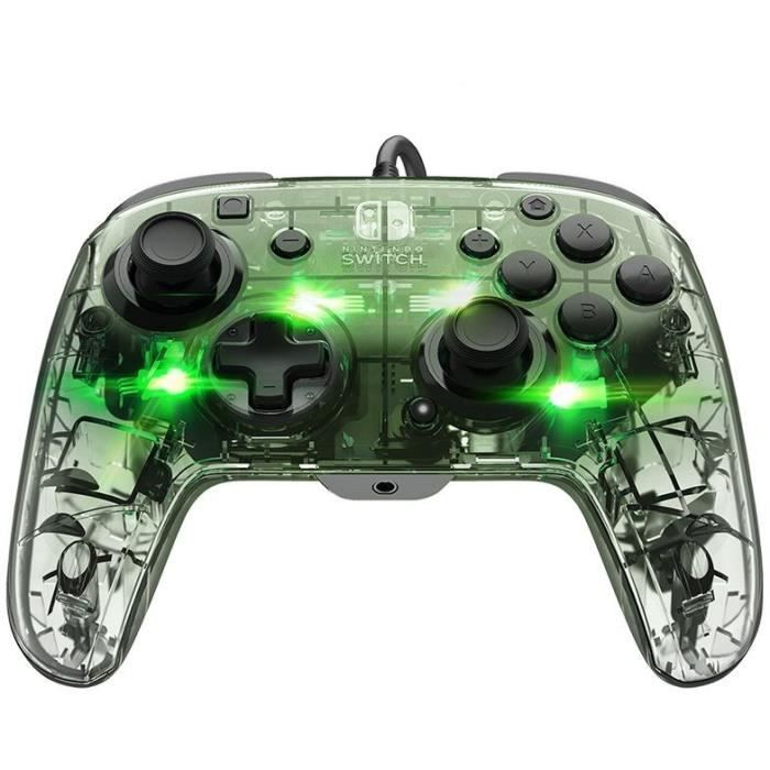 Manette filaire pour Nintendo Switch - PDP - Afterglow - Éclairage LED - Transparent
