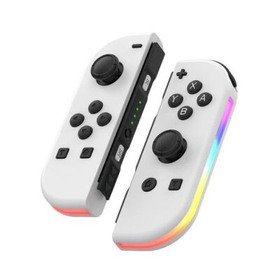 Manette  pour Switch Sans Fil Bluetooth Contrôleurs Gamepad (Contrôleur non Officiel) - Blanc-RGB LED multicolores