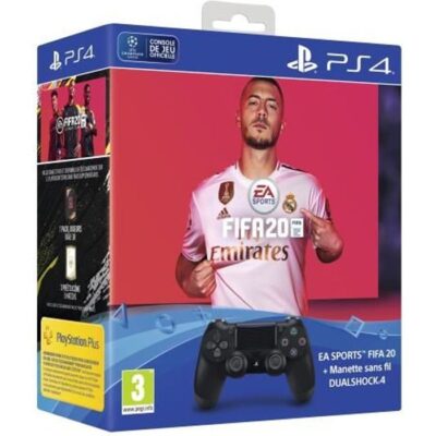 Manette PS4 DualShock 4.0 V2 Jet Black + FIFA 20 - PlayStation Officiel