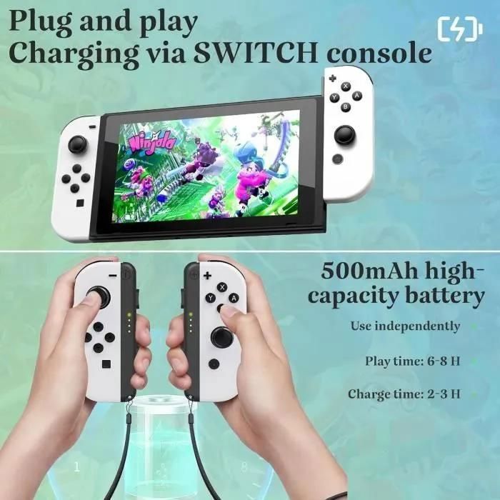 Manette sans fil pour Swich,remplacement des Manette L/R Switch compatible avec Switch/Lite/OLED,supportant le contrôle,Blanc – Image 2
