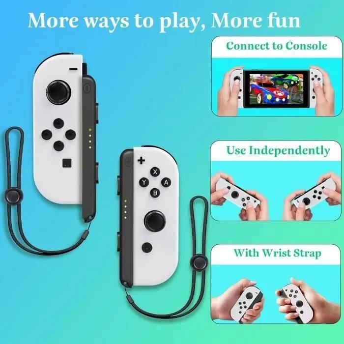 Manette sans fil pour Swich,remplacement des Manette L/R Switch compatible avec Switch/Lite/OLED,supportant le contrôle,Blanc – Image 3